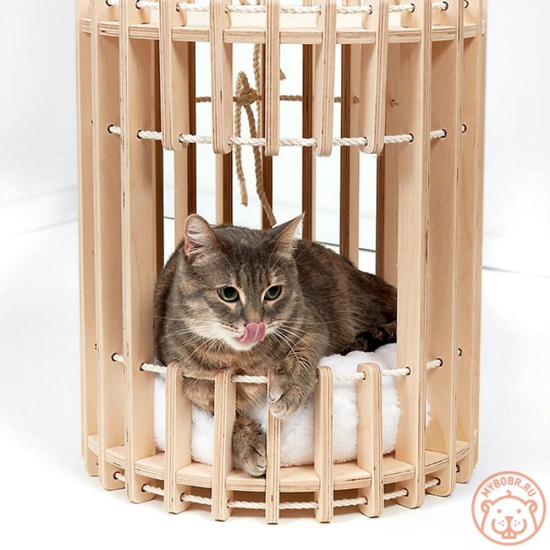 «Тумба-юмба» домик для кошки напольный с лежанкой из флиса