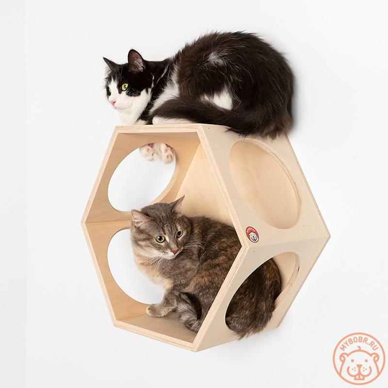 «Кометто» домик для кошки настенный с лежанкой из флока