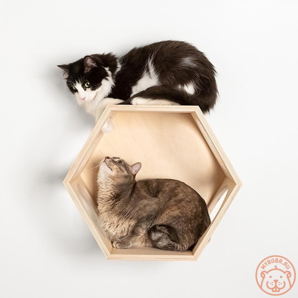 «Кометто» домик для кошки настенный с лежанкой из флока