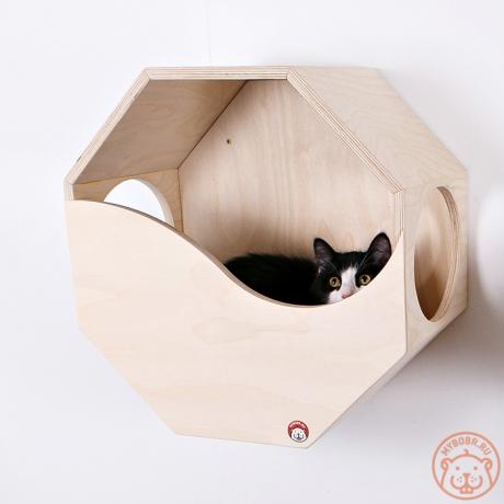 Большой и надежный настенный домик для кошки Октай