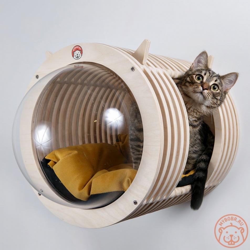 Кавай-бокс 2.0 домик для кошки настенный с лежанкой из флока