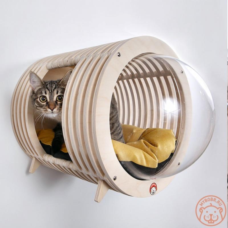Кавай-бокс 2.0 домик для кошки настенный с лежанкой из флока