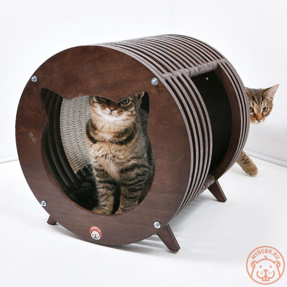 Ханикамо домик для кошки напольный с лежанкой из мебельного флока