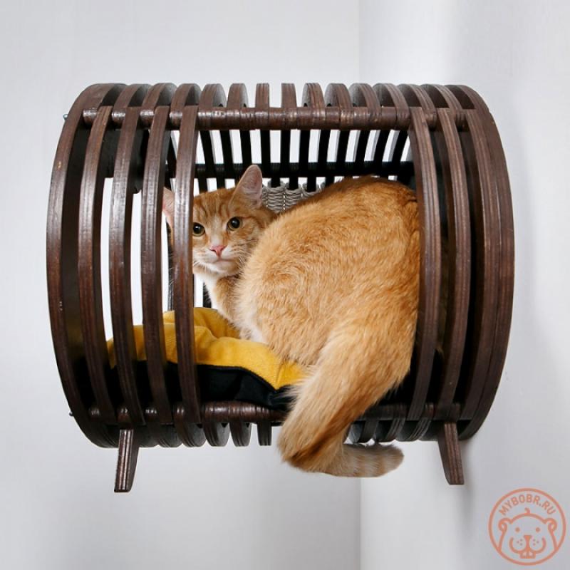Ханикамо 2.0 домик для кошки напольный с лежанкой из мебельного флока
