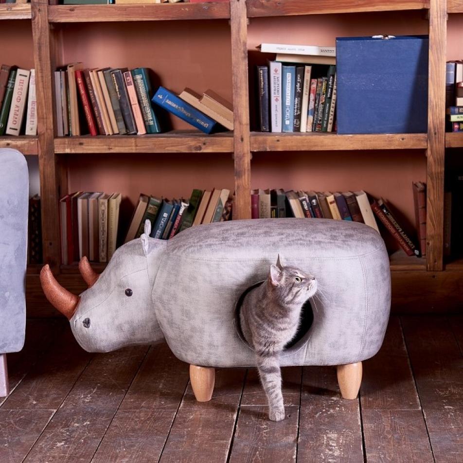 Домик-пуфик для кошек Носорог
